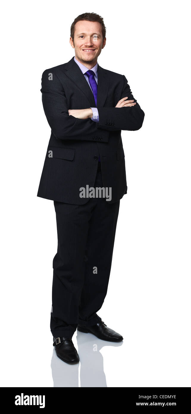 standing caucasian business man on white background Stock Photo