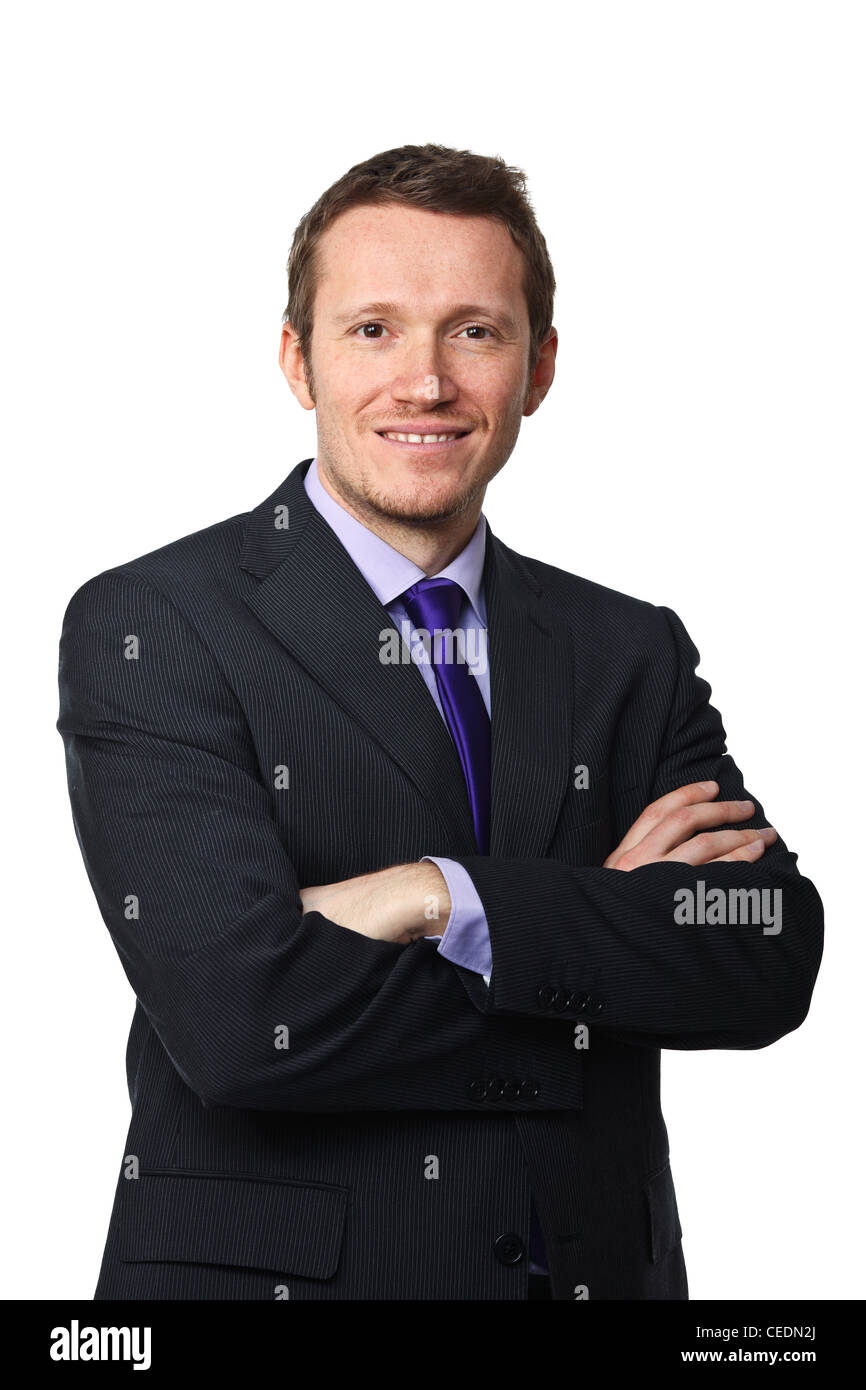 businessman crossed arms isolated on white background Stock Photo - Alamy