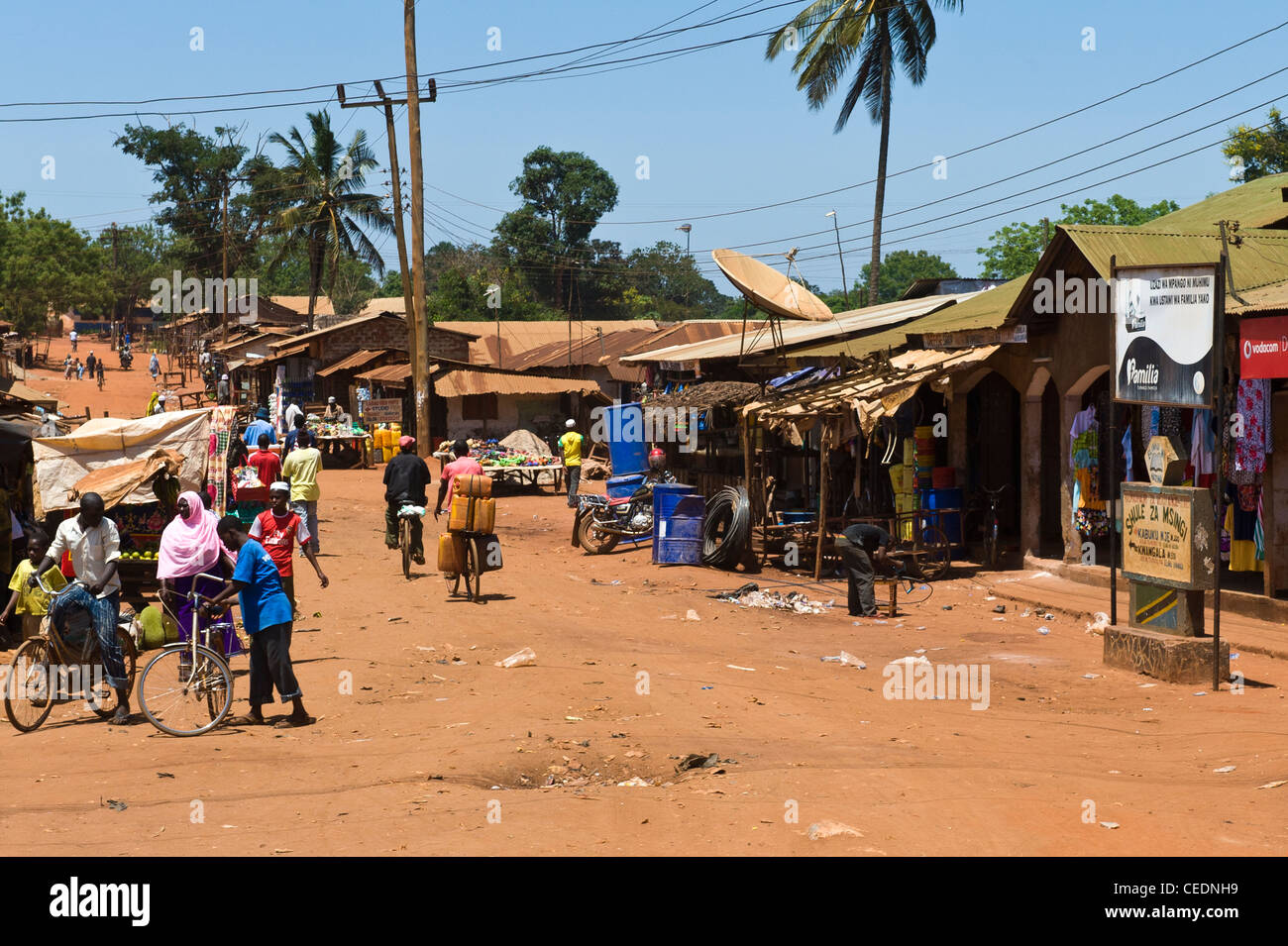 Main street in a village in Pwani Region Tanzania Stock Photo