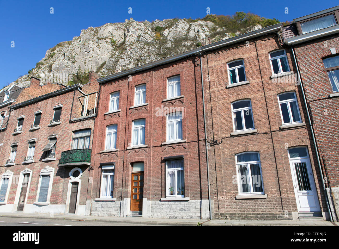 Typical Belgian rowhouses in Dinant, Belgium Stock Photo