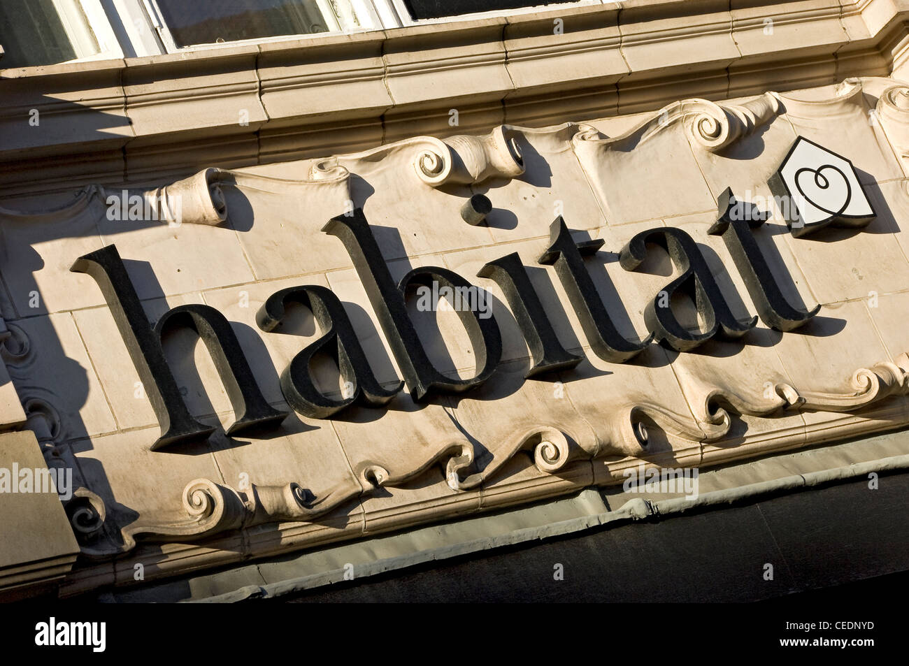Close up of exterior sign signage on former Habitat shop store York North Yorkshire England UK United Kingdom GB Great Britain Stock Photo