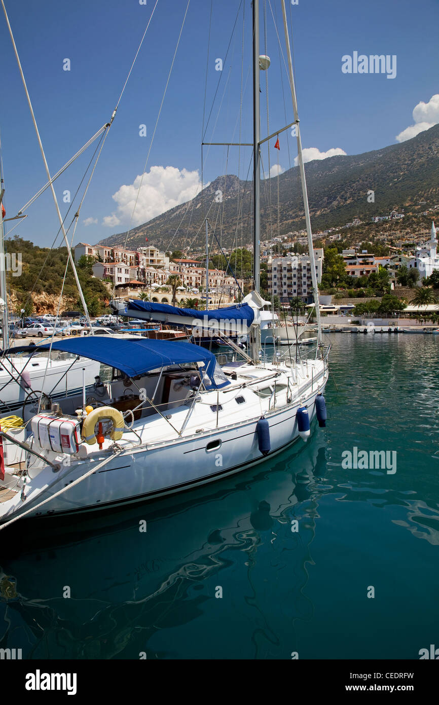 Turkey, near Kas, Kalkan, boat at Kalkan harbour Stock Photo