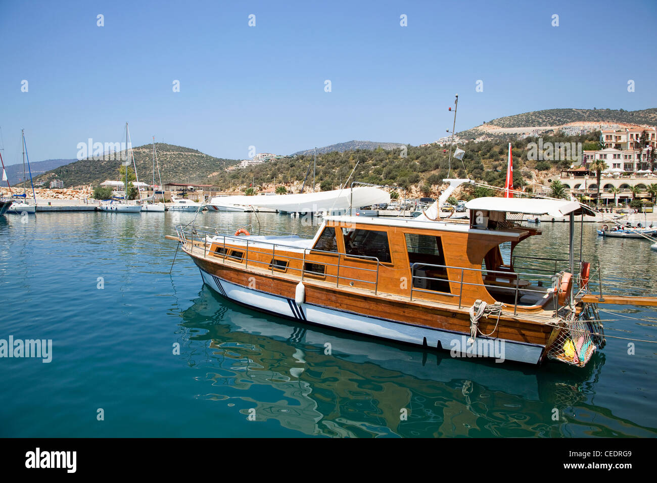 Turkey, near Kas, Kalkan, boat at Kalkan harbour Stock Photo