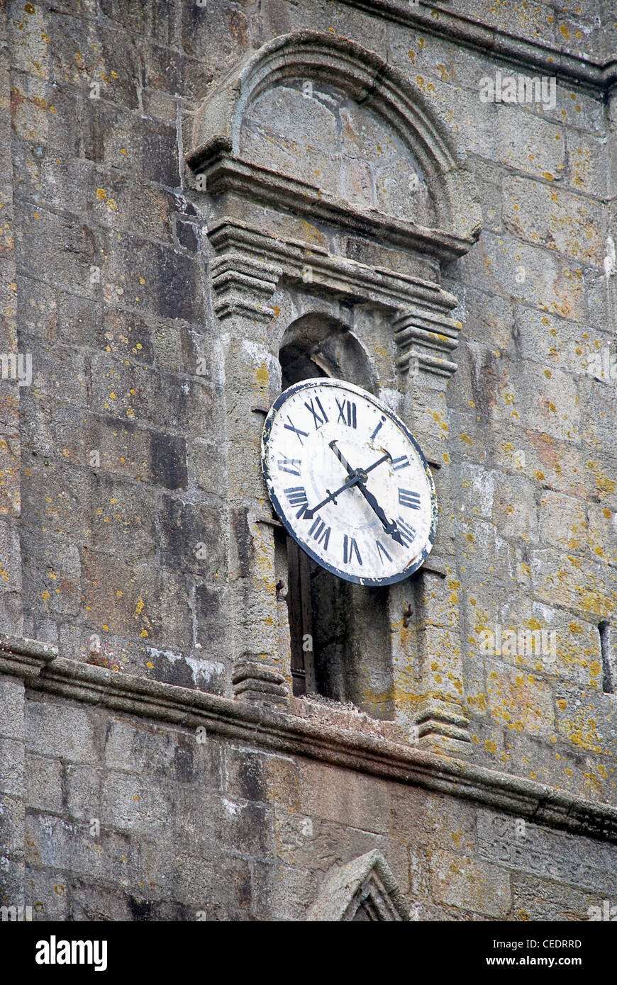 France, Brittany, old church clock Stock Photo
