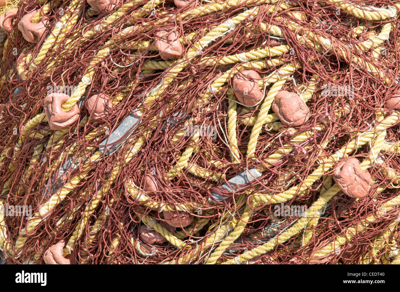 Greece, Lesbos island, tangled fishing nets Stock Photo