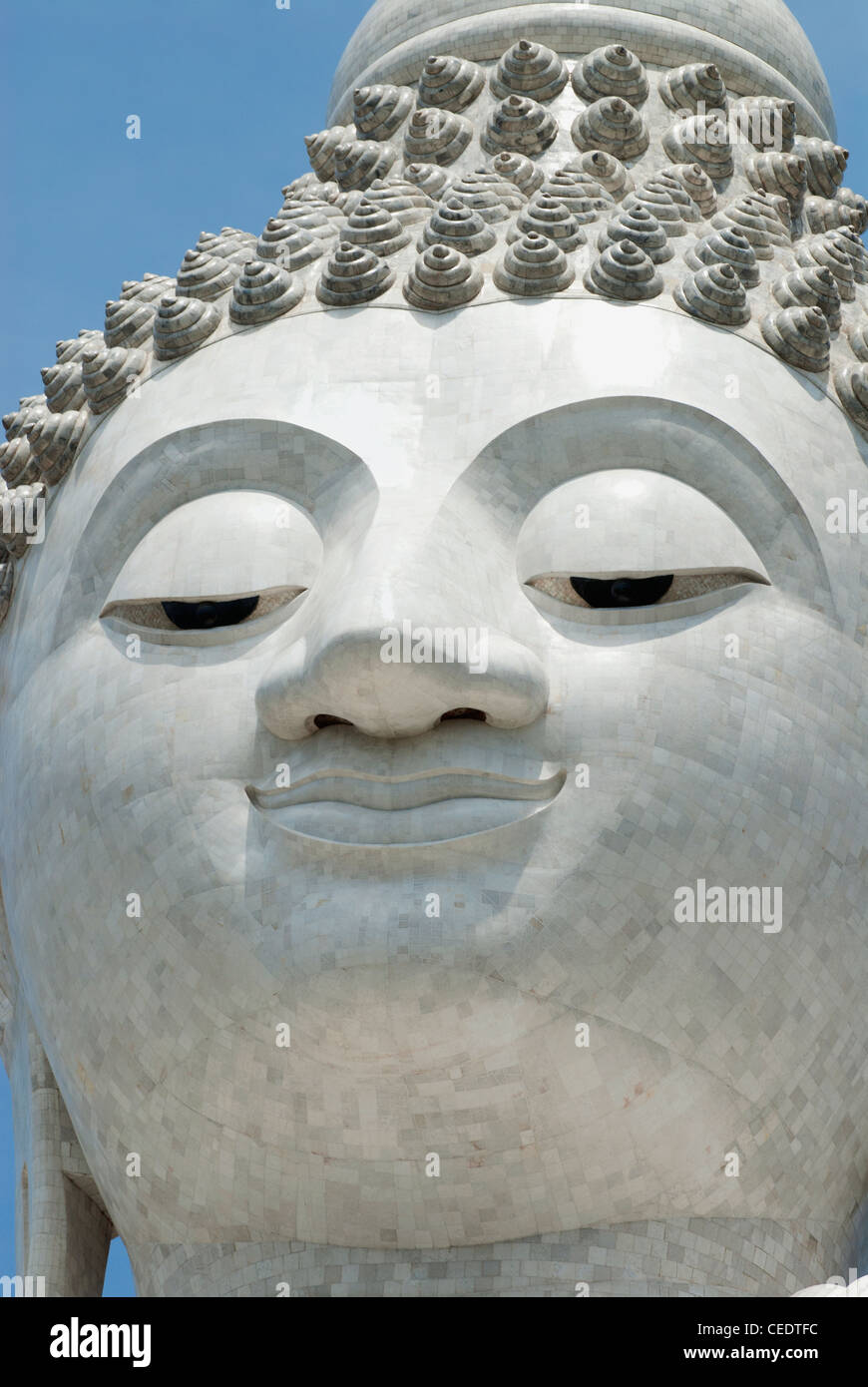 Thailand, Phuket, Big Buddha Viewpoint (Khao Nakkerd), head of Buddha statue Stock Photo