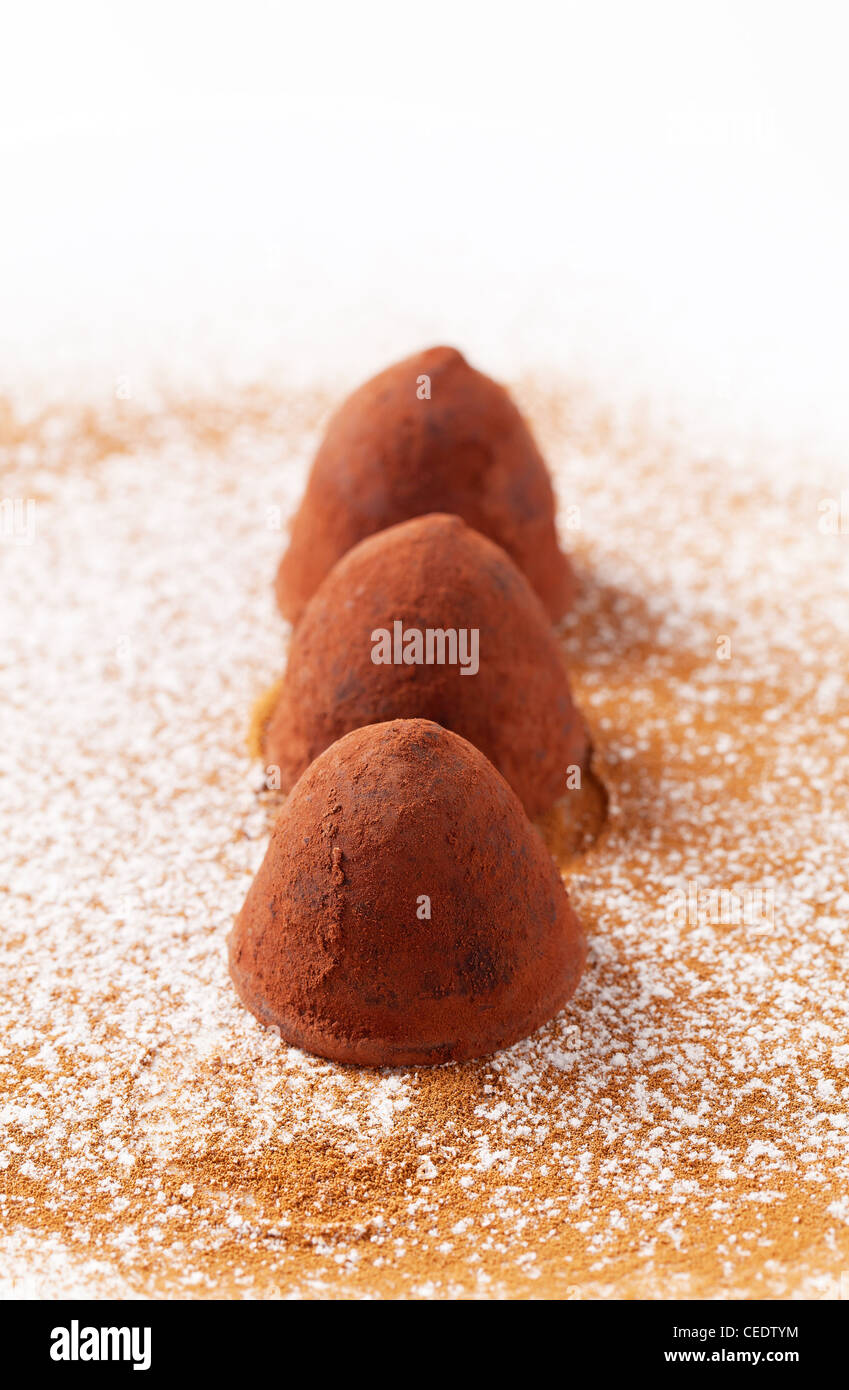 Chocolate truffles coated in cocoa powder Stock Photo Alamy