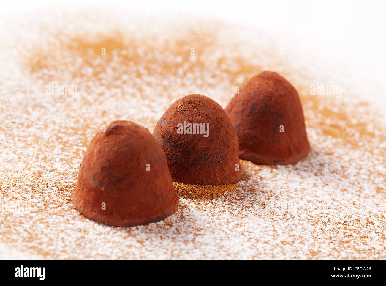 Chocolate truffles coated in cocoa powder Stock Photo