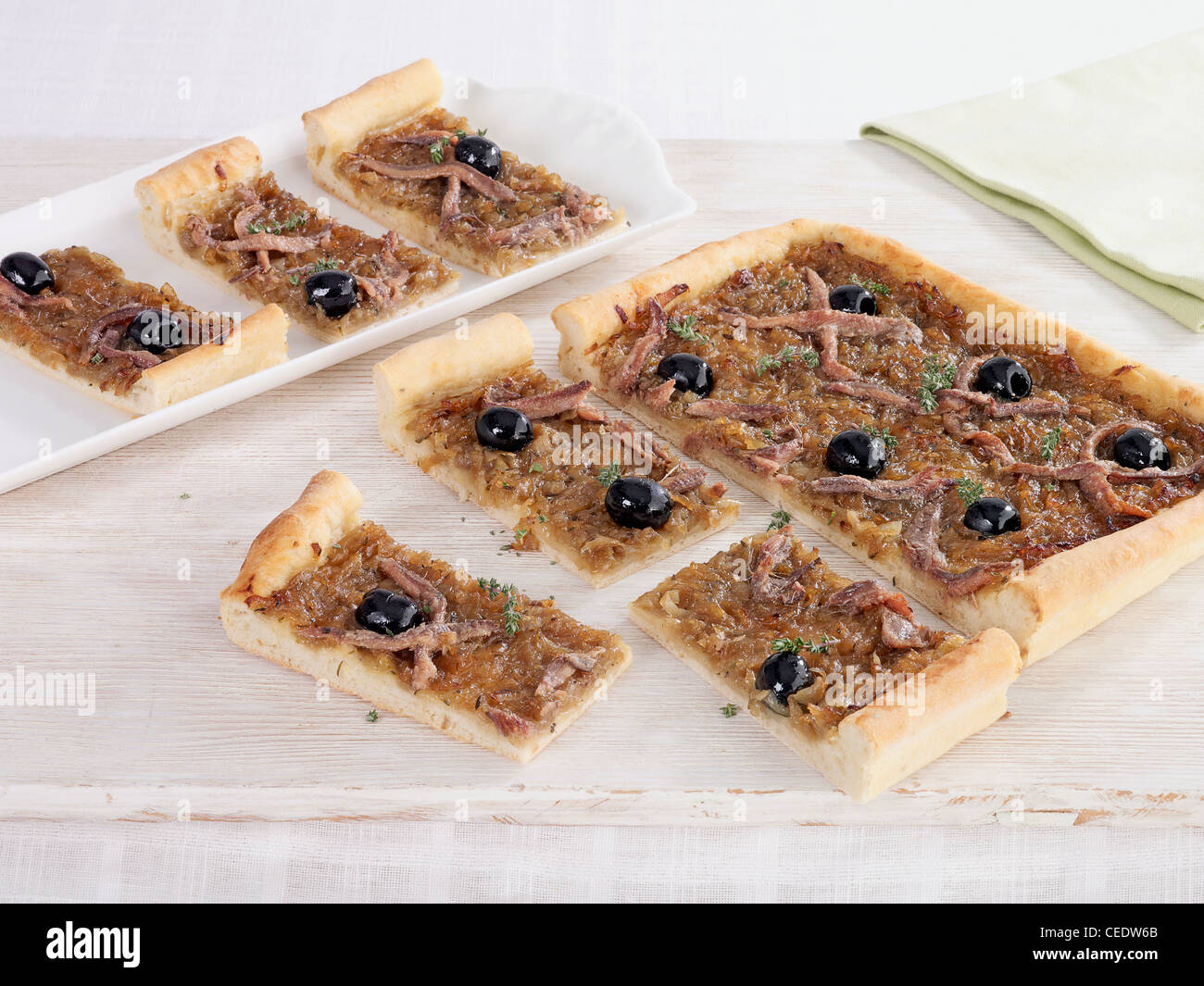 Pissaladiere, pizza with anchovies and black olives Stock Photo Alamy