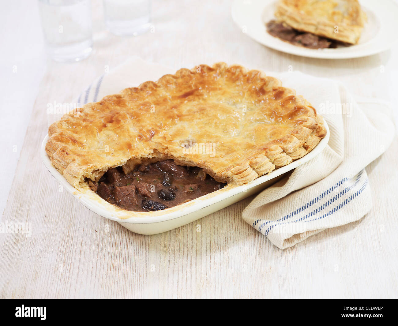 Steak and wild mushroom pie Stock Photo Alamy