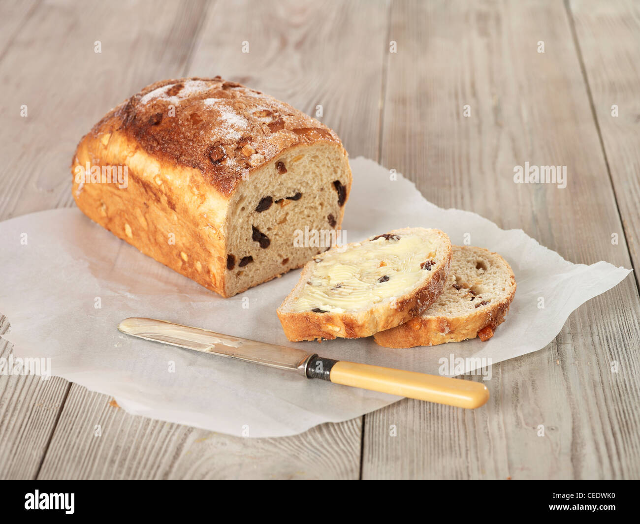 Bara Brith, Welsh yeast bread with dried fruit Stock Photo Alamy