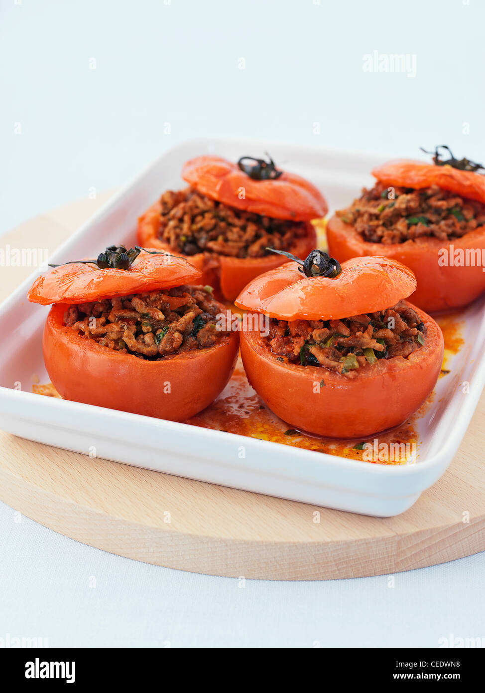 Greek stuffed tomatoes Stock Photo