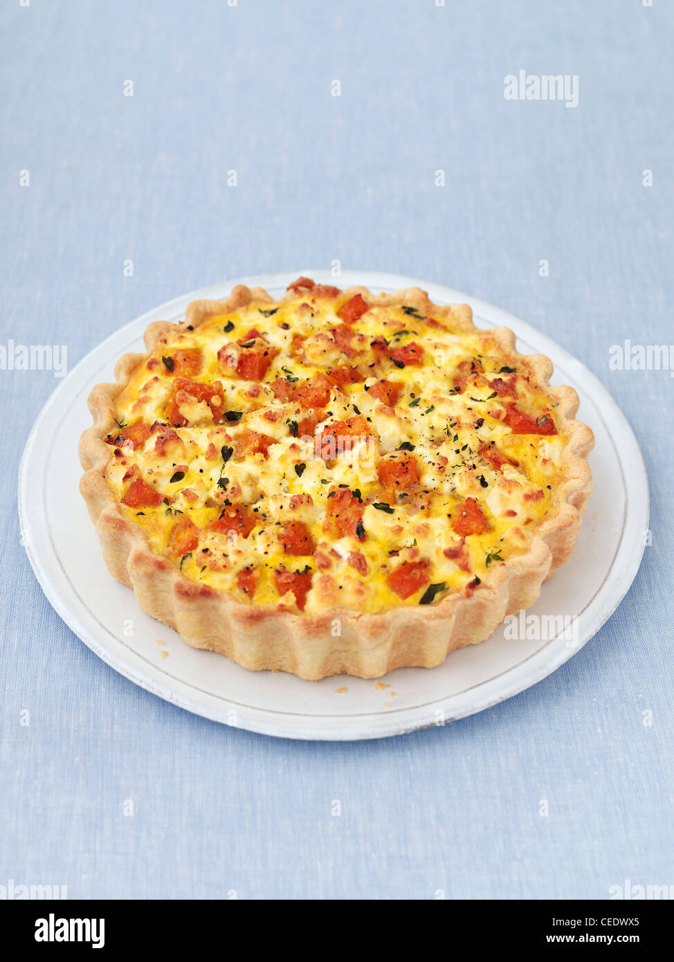 Squash, thyme, and goat's cheese tart Stock Photo Alamy