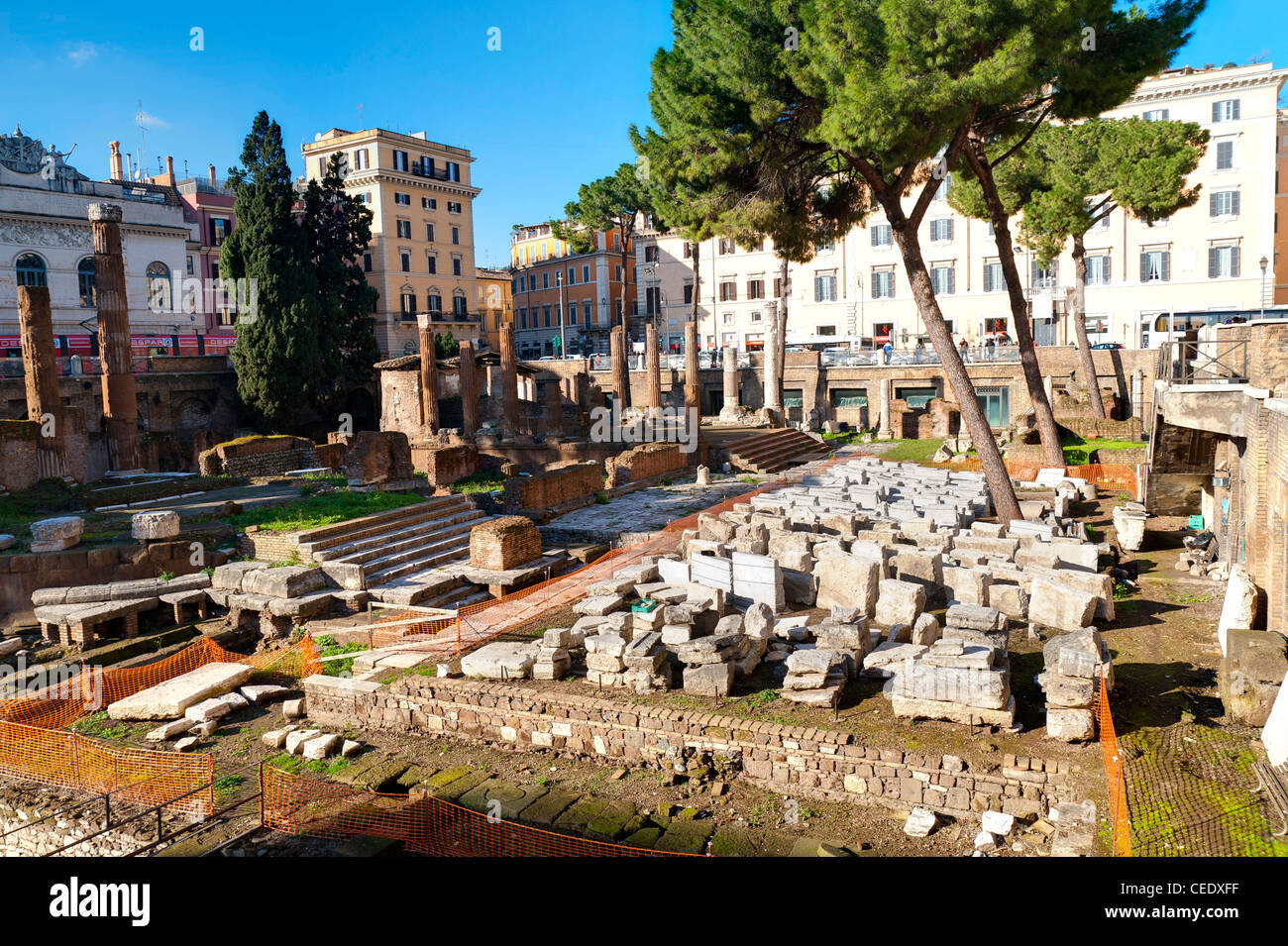 Monuments in Campus Martius Largo Argentina Rome Italy Stock Photo