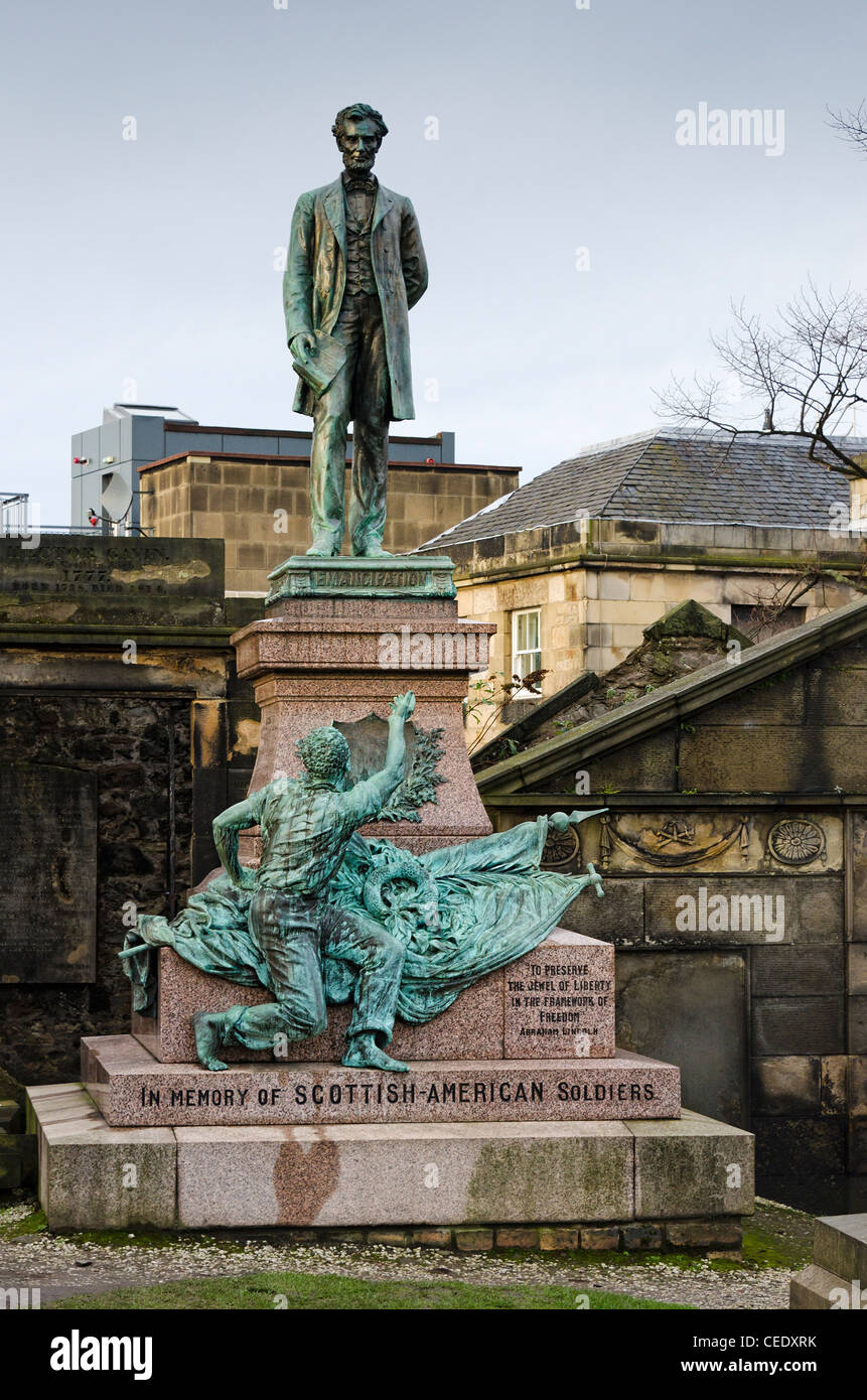 Abraham Lincoln monument in Edinburgh's Old Calton Cemetery. Stock Photo