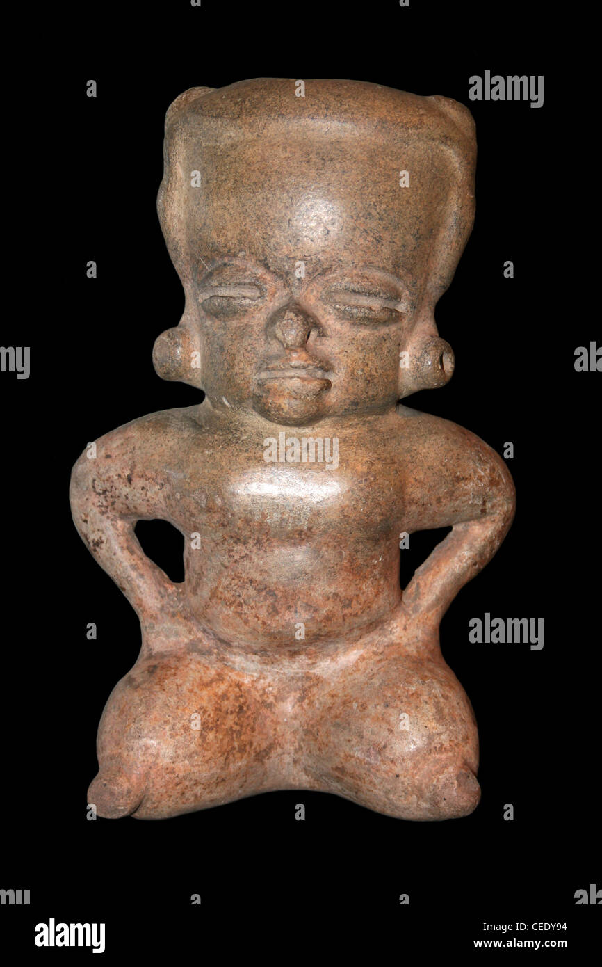 Pre-Columbian Pottery Figure With Enlarged Skull Stock Photo