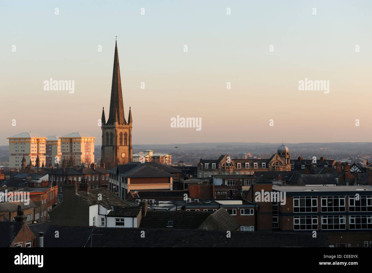 Wakefield Cathedral and Wakefield city skyline Stock Photo