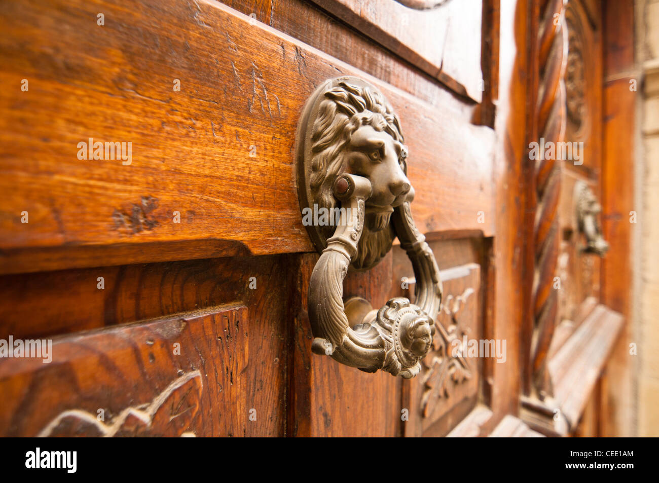 Door details Uncastillo. Cinco Villas. Aragon. Spain Stock Photo