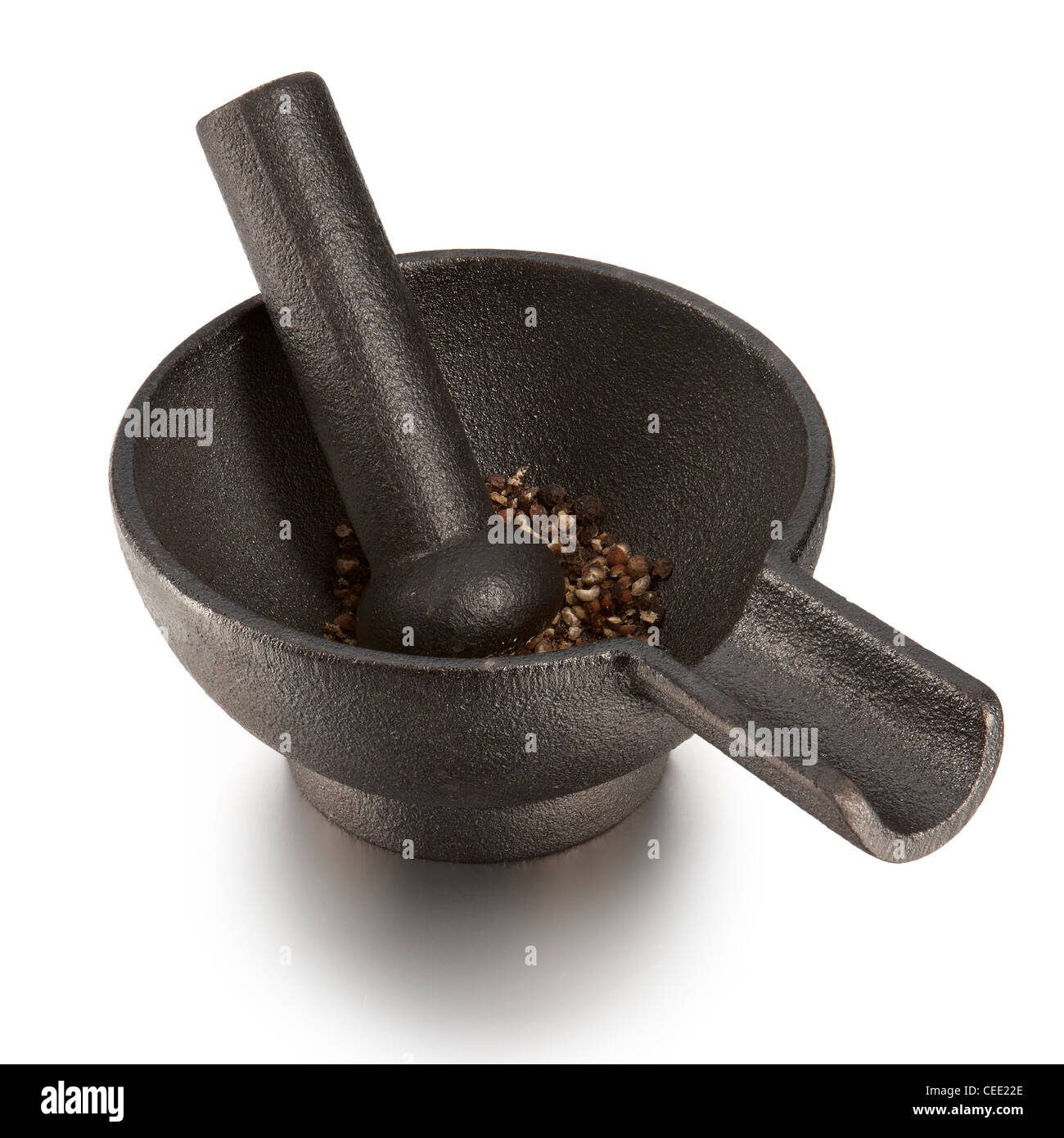 Iron pestle and mortar cut out Stock Photo