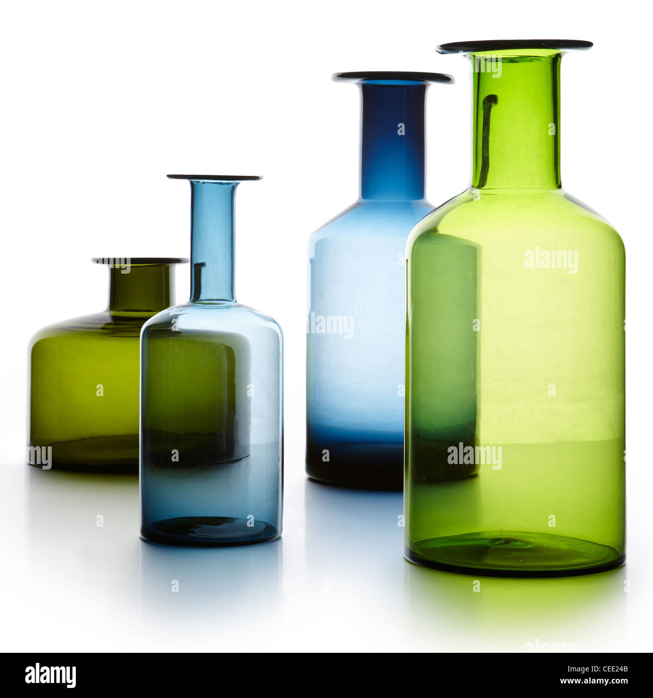 4 glass vases Stock Photo