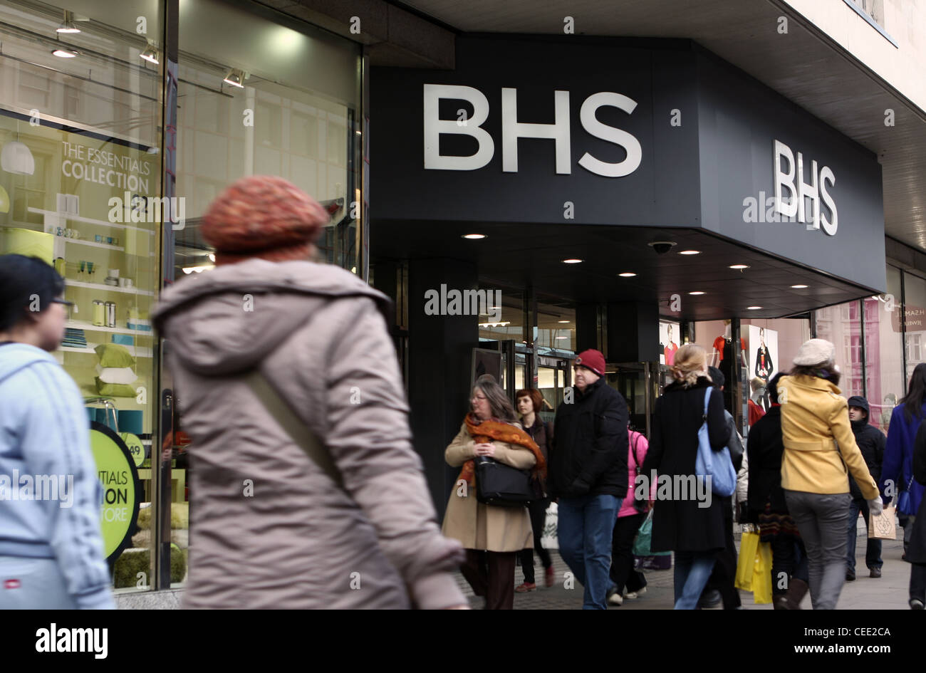 The BHS store in Oxford Street, London, with people walking passed Stock Photo