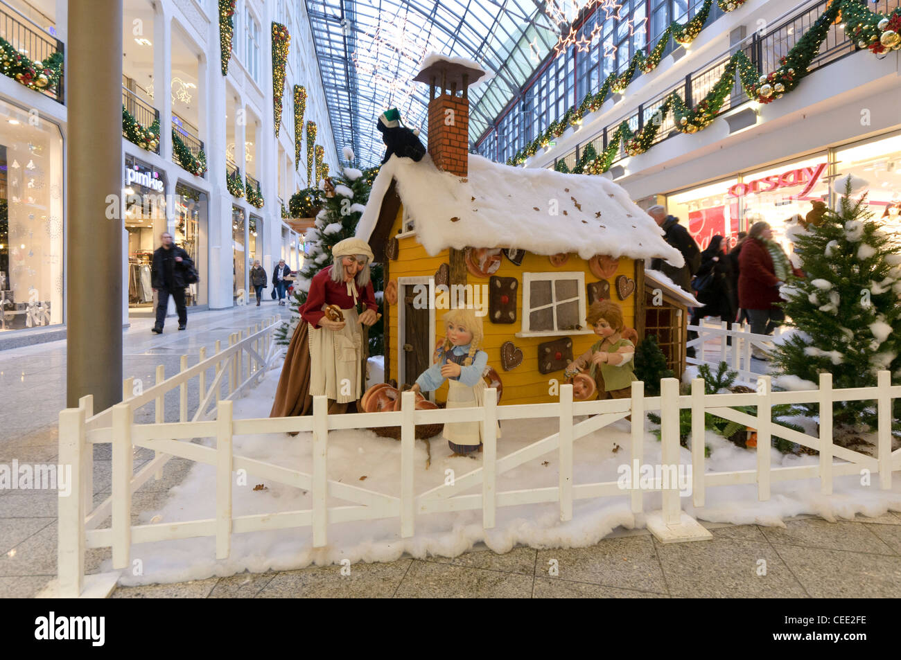 Christmas market in the Goethe-Galerie shopping center, Jena, Thuringia, Germany, Europe Stock Photo