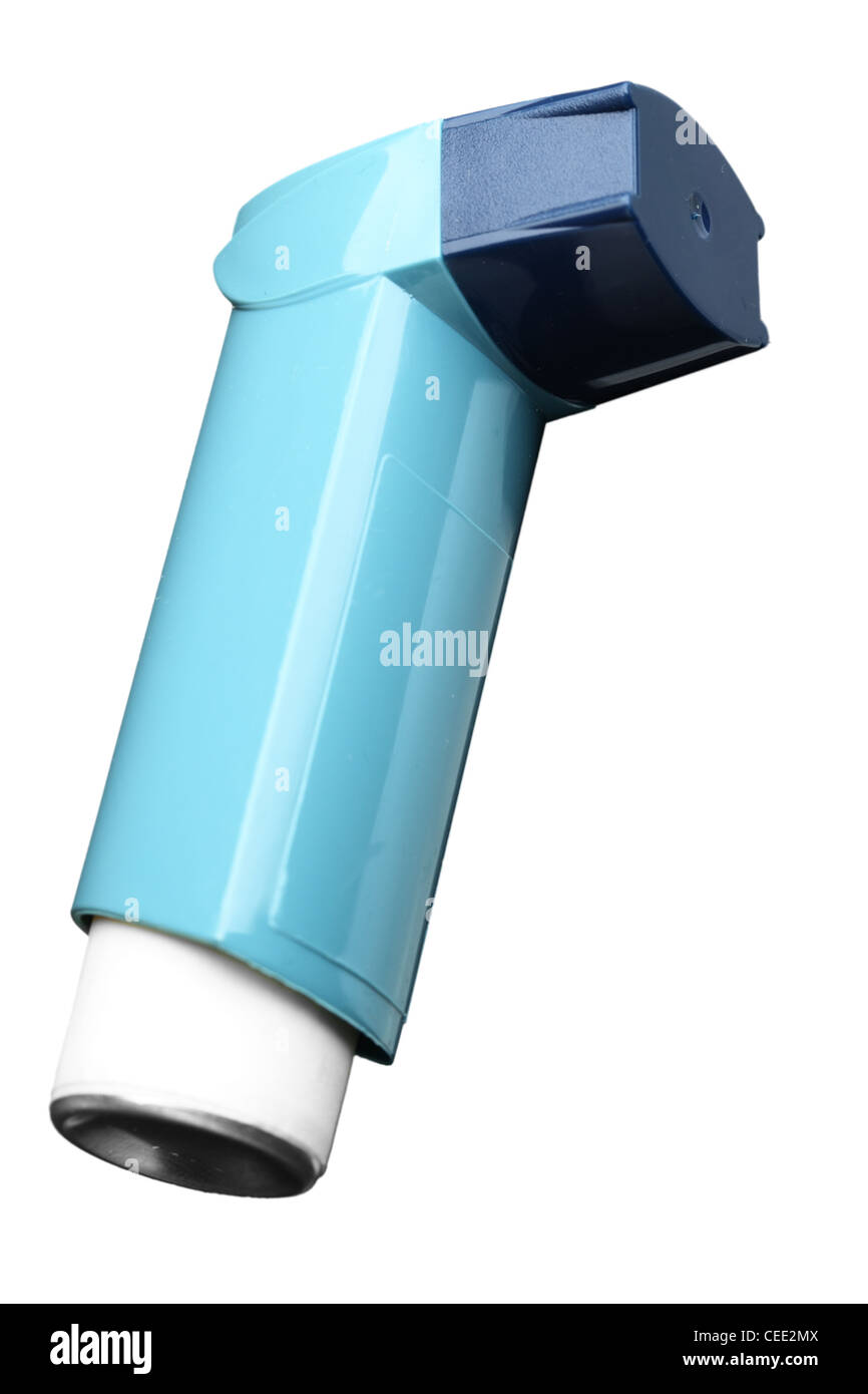 Asthma inhaler isolated on the white background Stock Photo