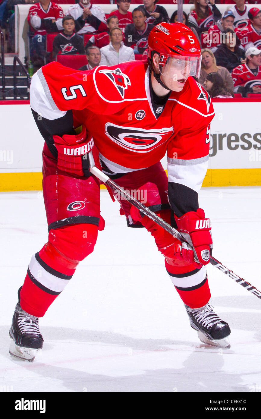 Carolina Hurricane Bryan Allen in an NHL game during the 2011-2012 season at the RBC Center in Raleigh, NC Stock Photo