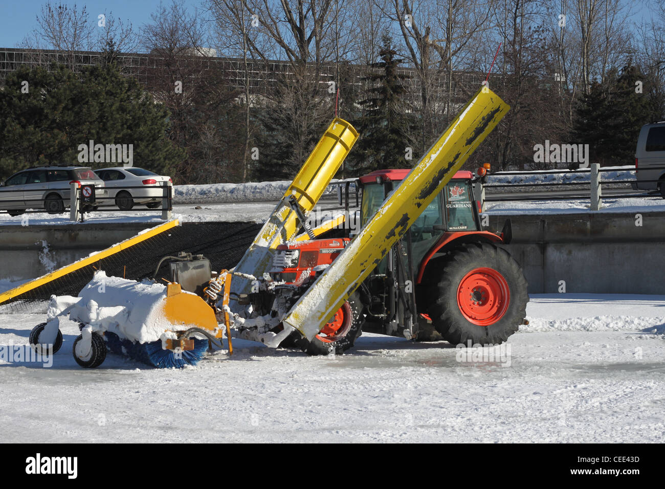 Snow plow and sweeper for Ottawa Canal at Winterlude Stock Photo