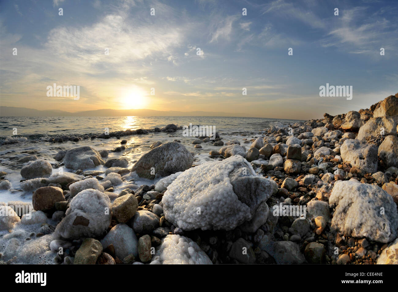 Dead Sea Sun Rise Stock Photo