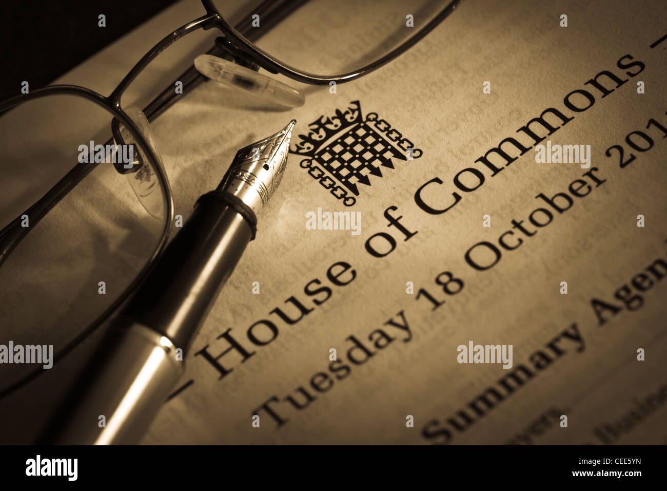 The House of Commons - Order Paper Stock Photo