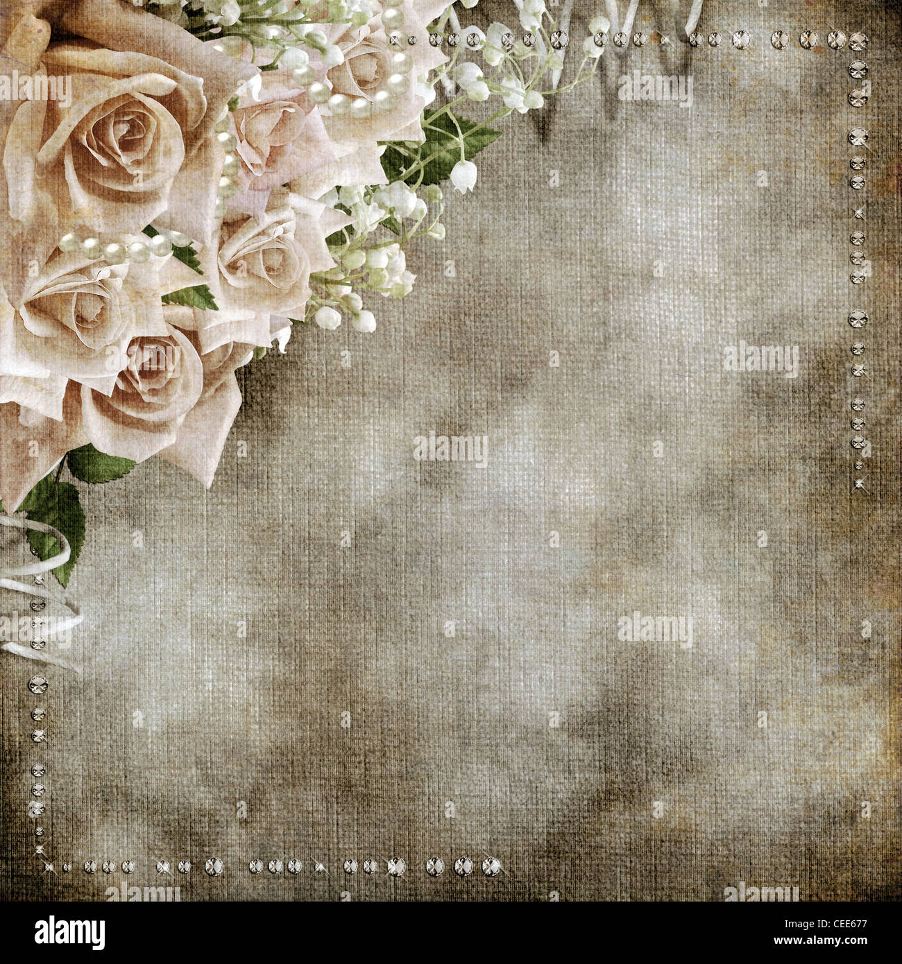Wedding vintage romantic background with roses Stock Photo - Alamy