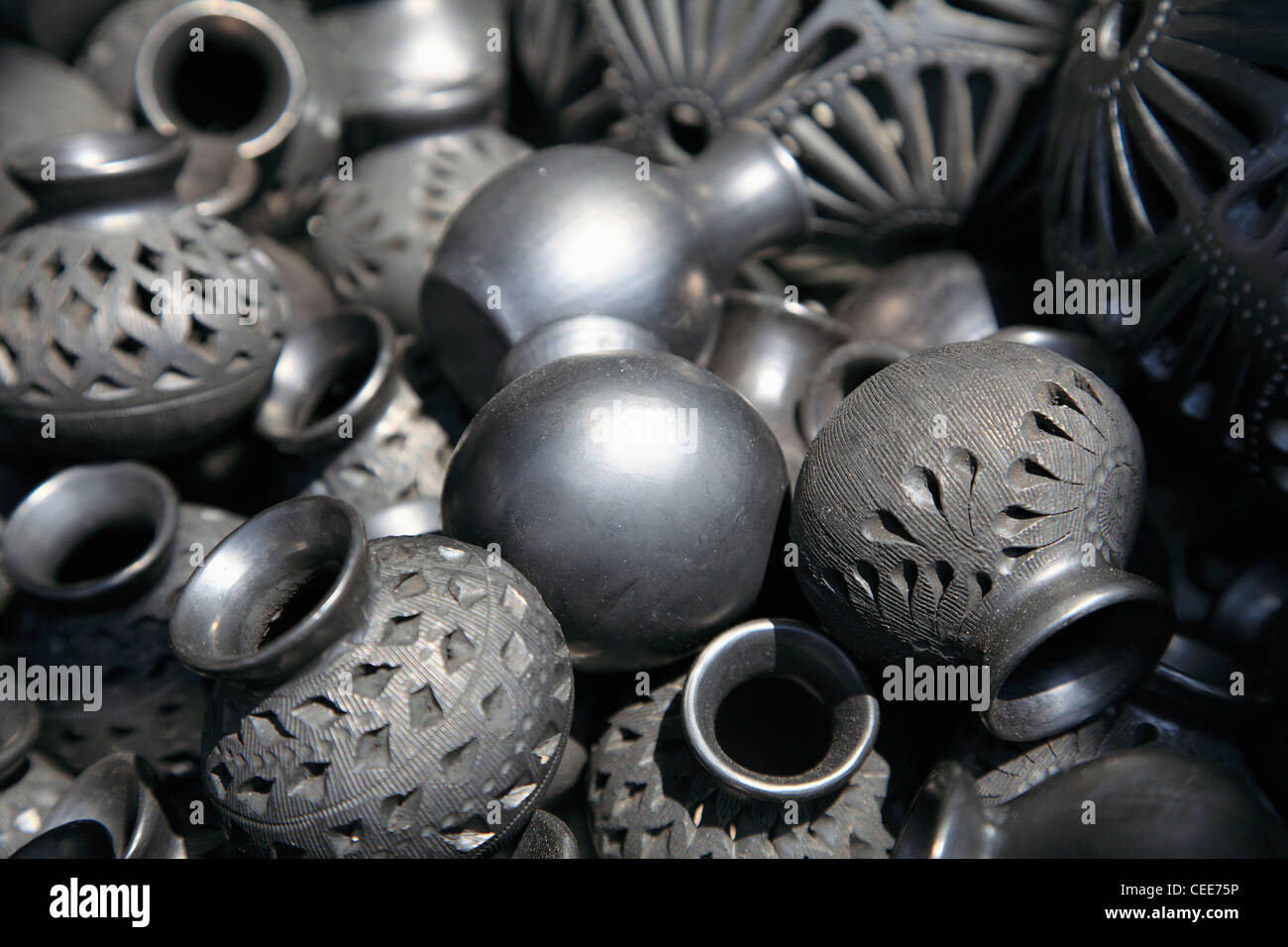 Black Pottery, Oaxaca City, Oaxaca, Mexico, Latin America Stock Photo