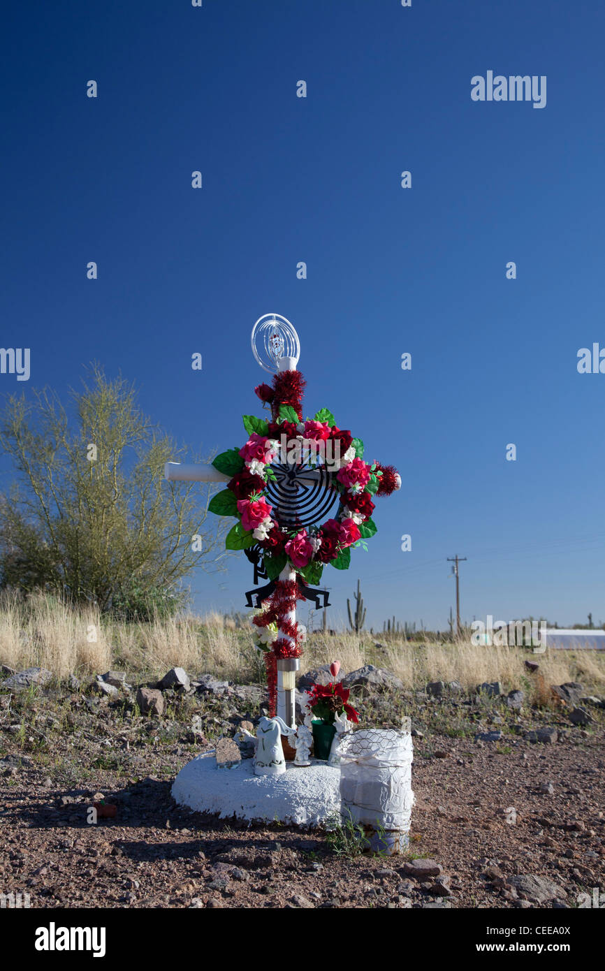 A shrine at the side of a road on the Tohono O