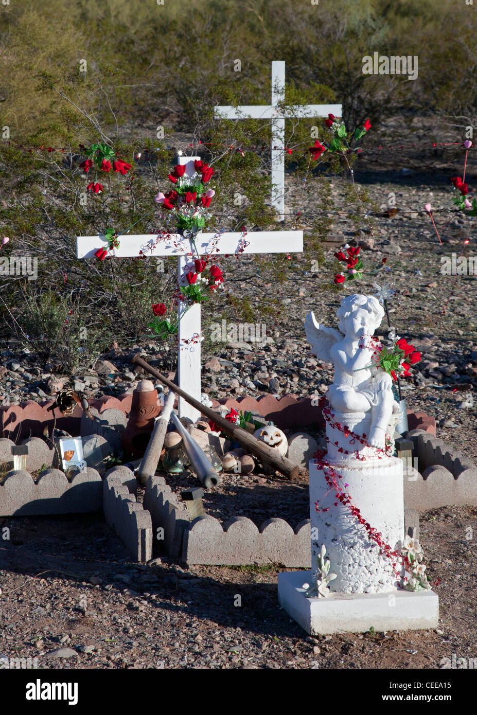 A shrine at the side of a road on the Tohono O