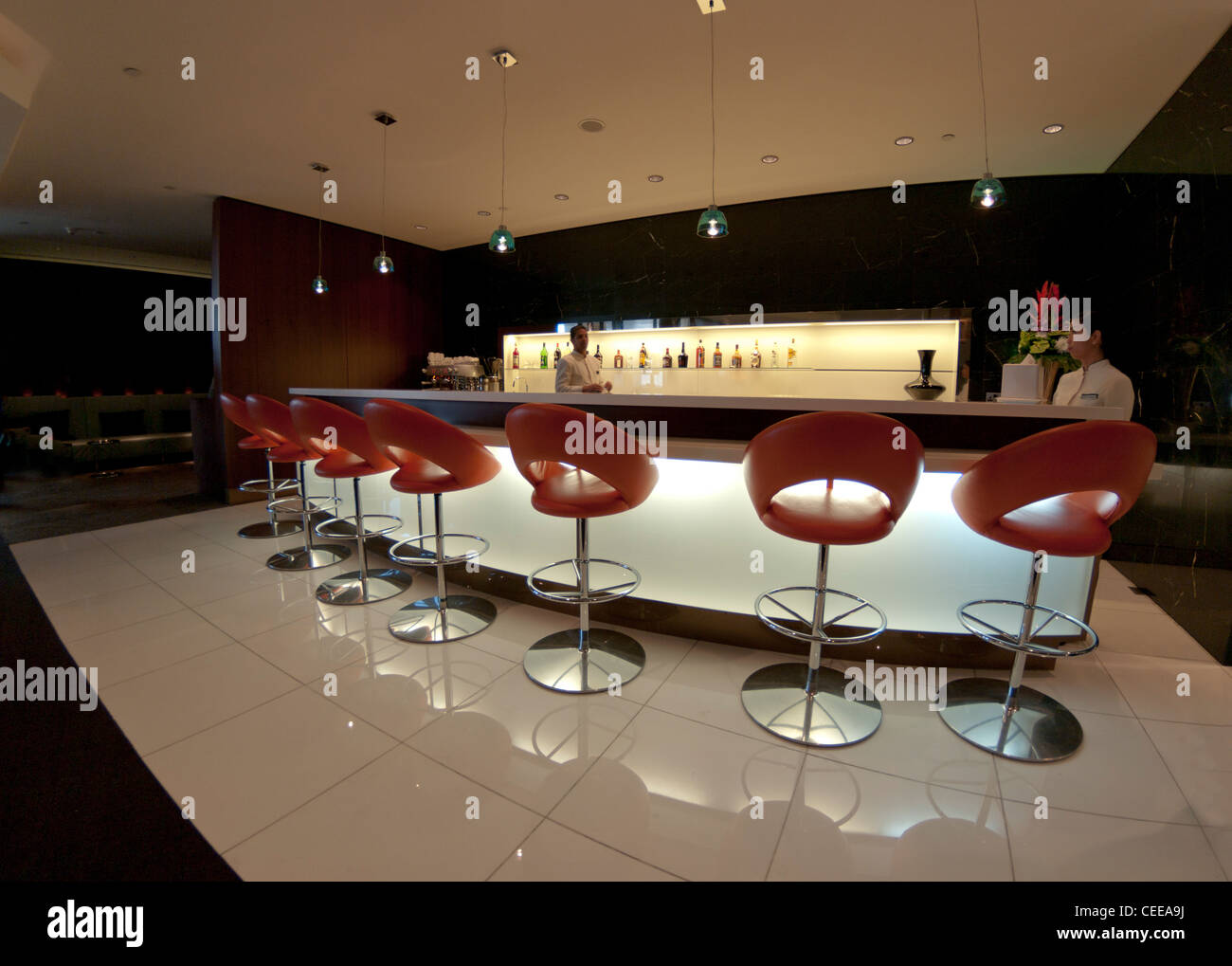 Etihad airline business class lounge in Abu Dhabi, UAE Stock Photo