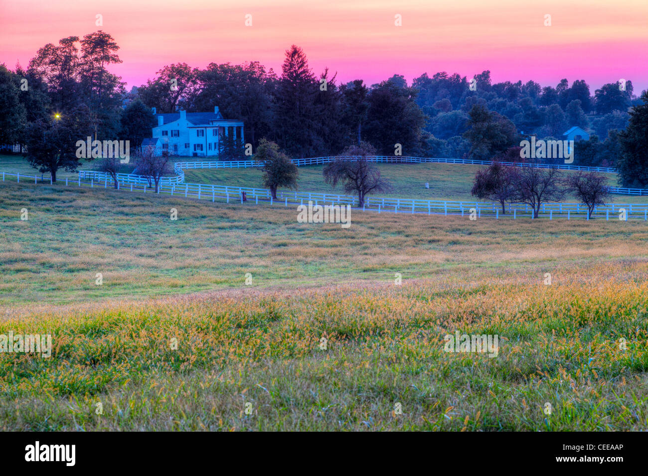 Ranch fence at sunset hires stock photography and images Alamy