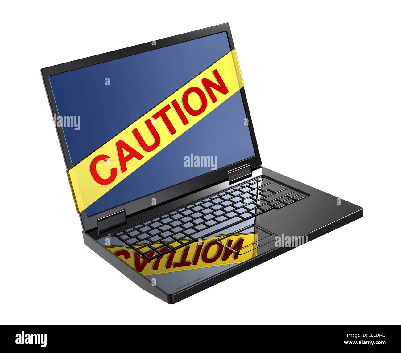 Laptop caution tape screen Cut Out Stock Images & Pictures Alamy
