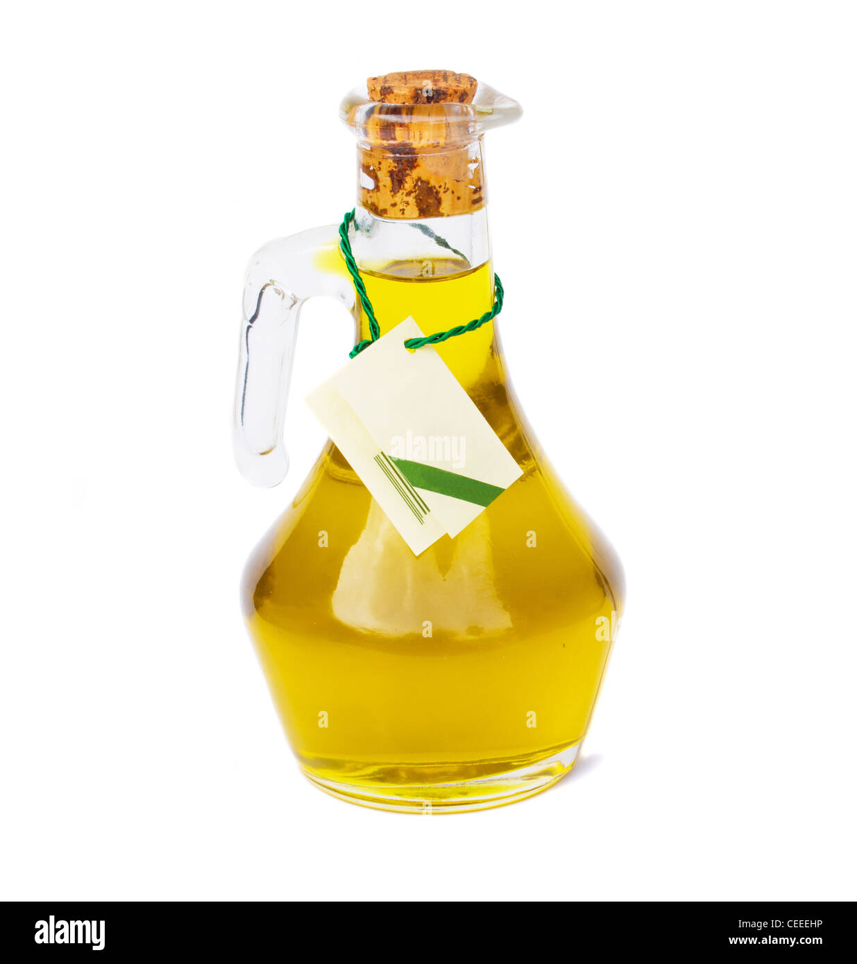 bottle of oil with empty label isolated on white background Stock Photo