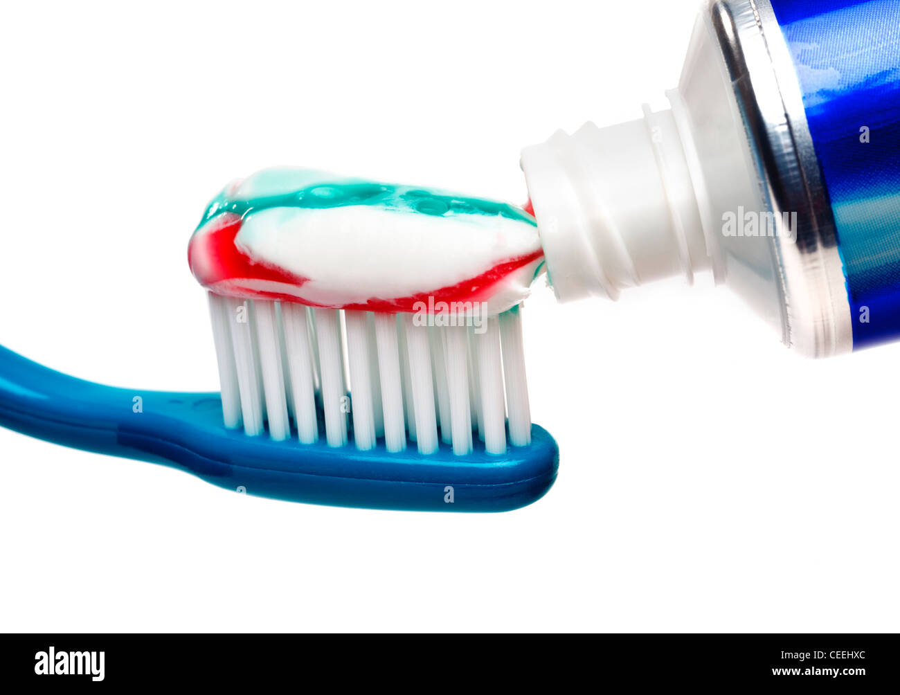 Tooth brush and toothpaste tube Stock Photo