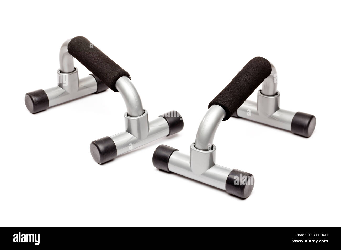 Push up bars on white background Stock Photo - Alamy