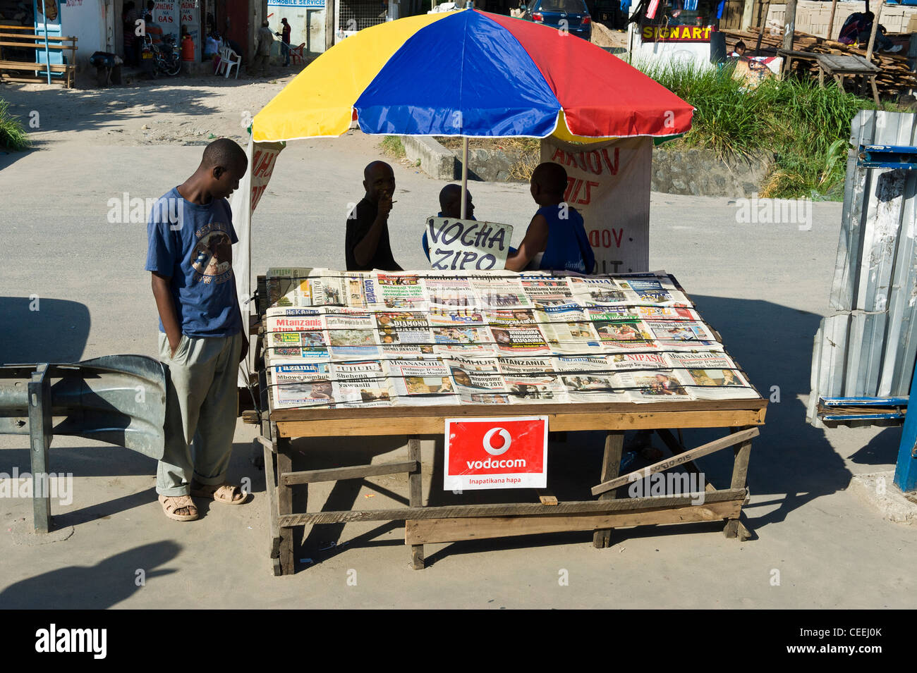 Newspaper stand in Dar es Salaam Tanzania Stock Photo