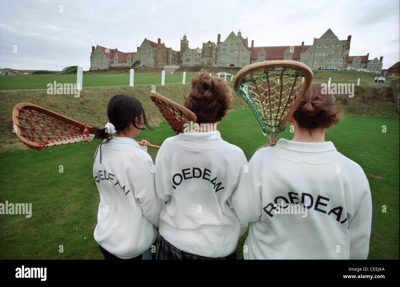 Lacrosse team players at Roedean School for girls near Brighton UK Stock Photo