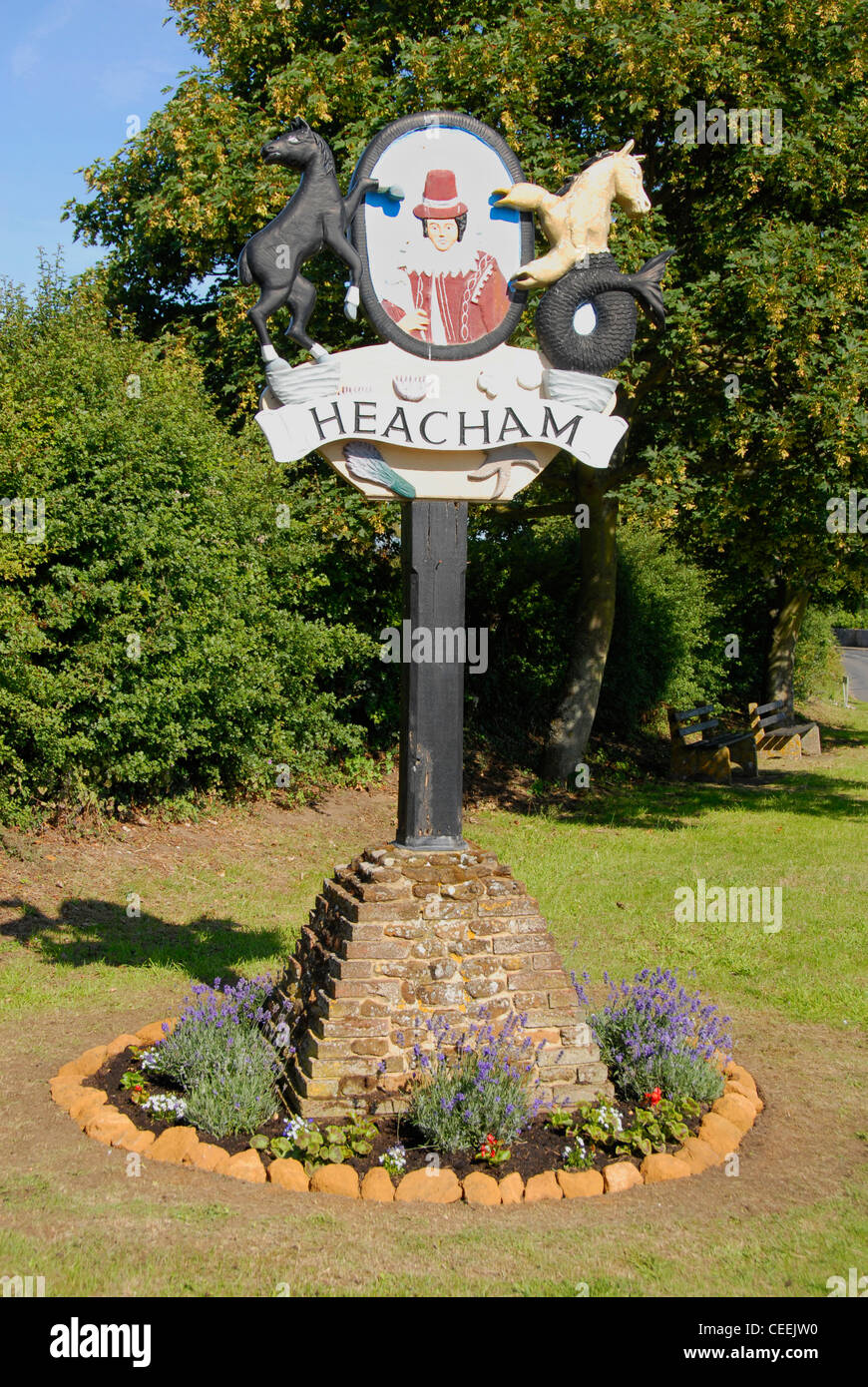 Village sign, Heacham, Norfolk, England Stock Photo
