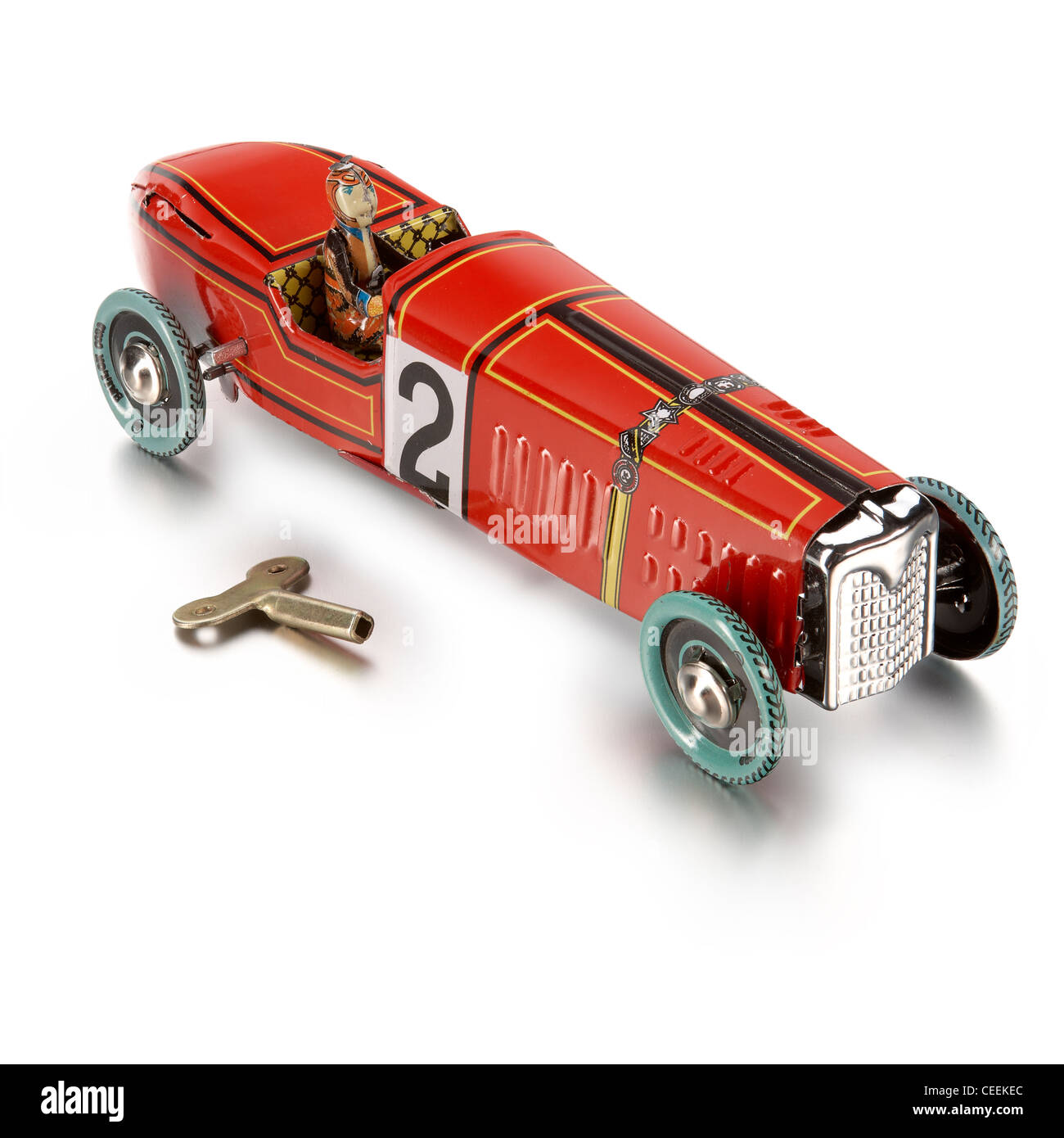 wind up tin toy racing car Stock Photo