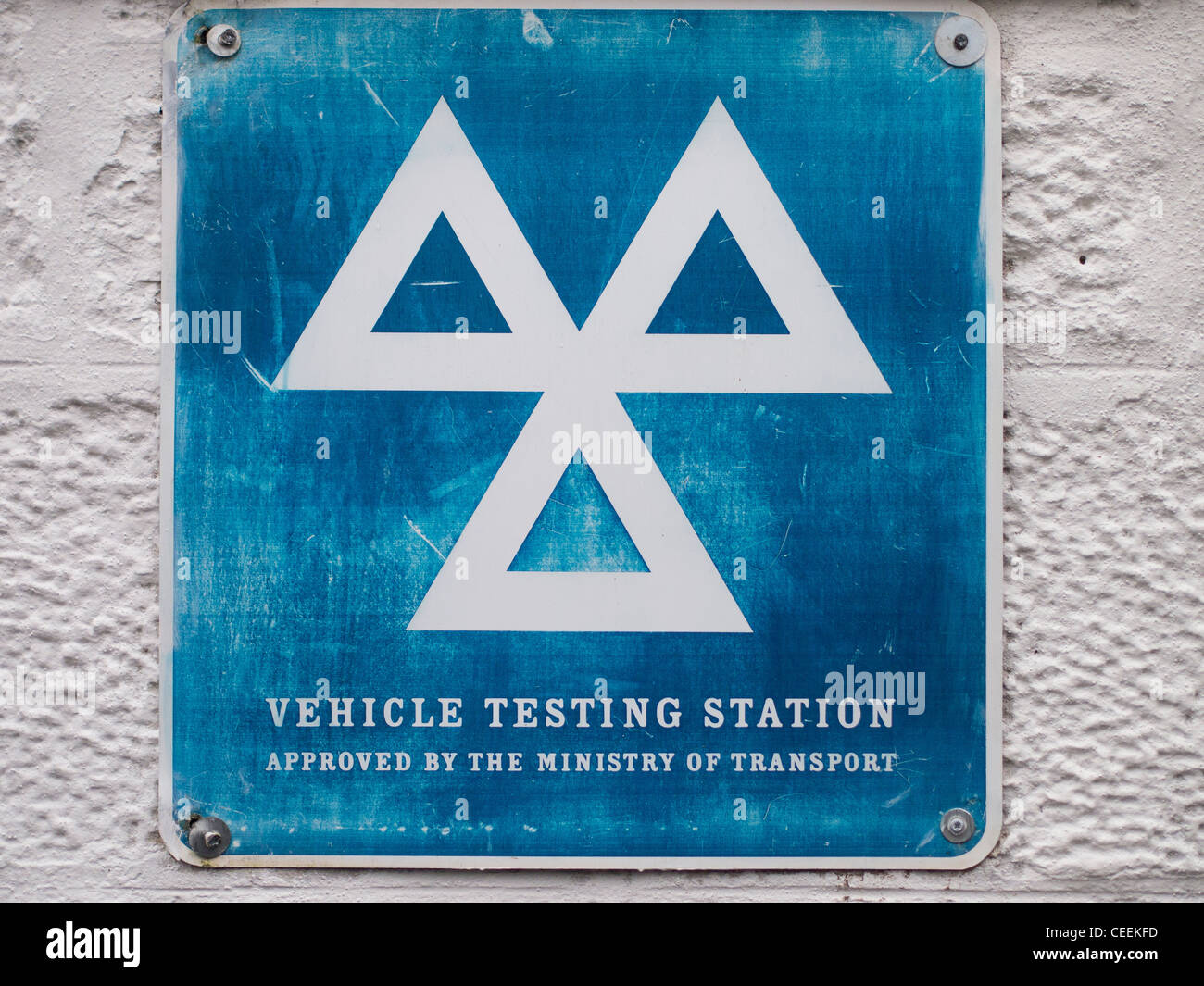 Vehicle Testing Station Sign, UK Stock Photo