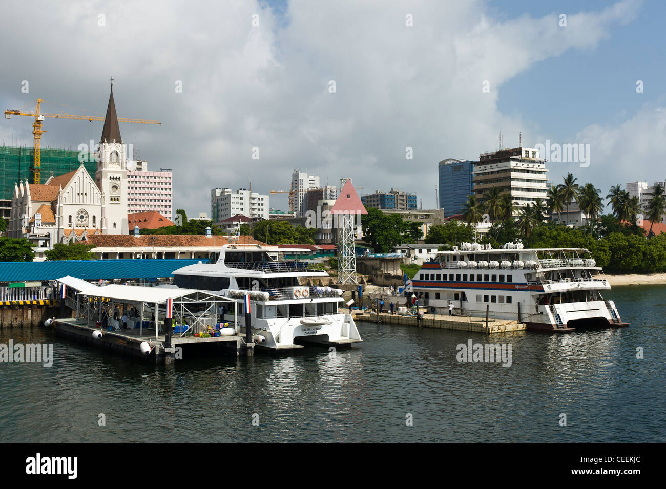 Ferries to Zanzibar in the harbor of Dar es Salaam Tanzania Stock Photo
