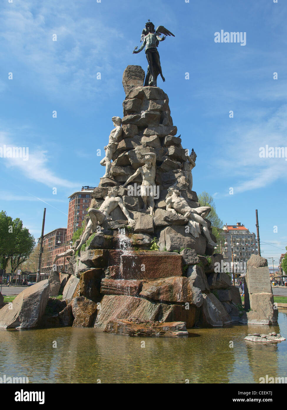 Frejus Tunnel Monument in Piazza Statuto, Turin, Italy Stock Photo