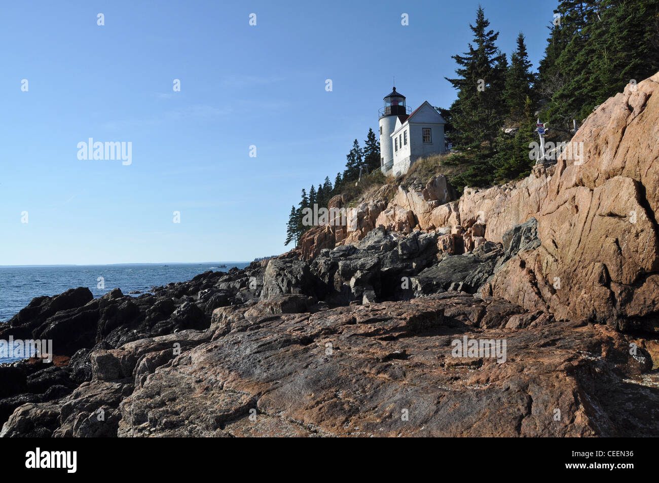 Bass Harbor Head Light, Acadia National Park, Mount Desert Island, Maine, USA Stock Photo