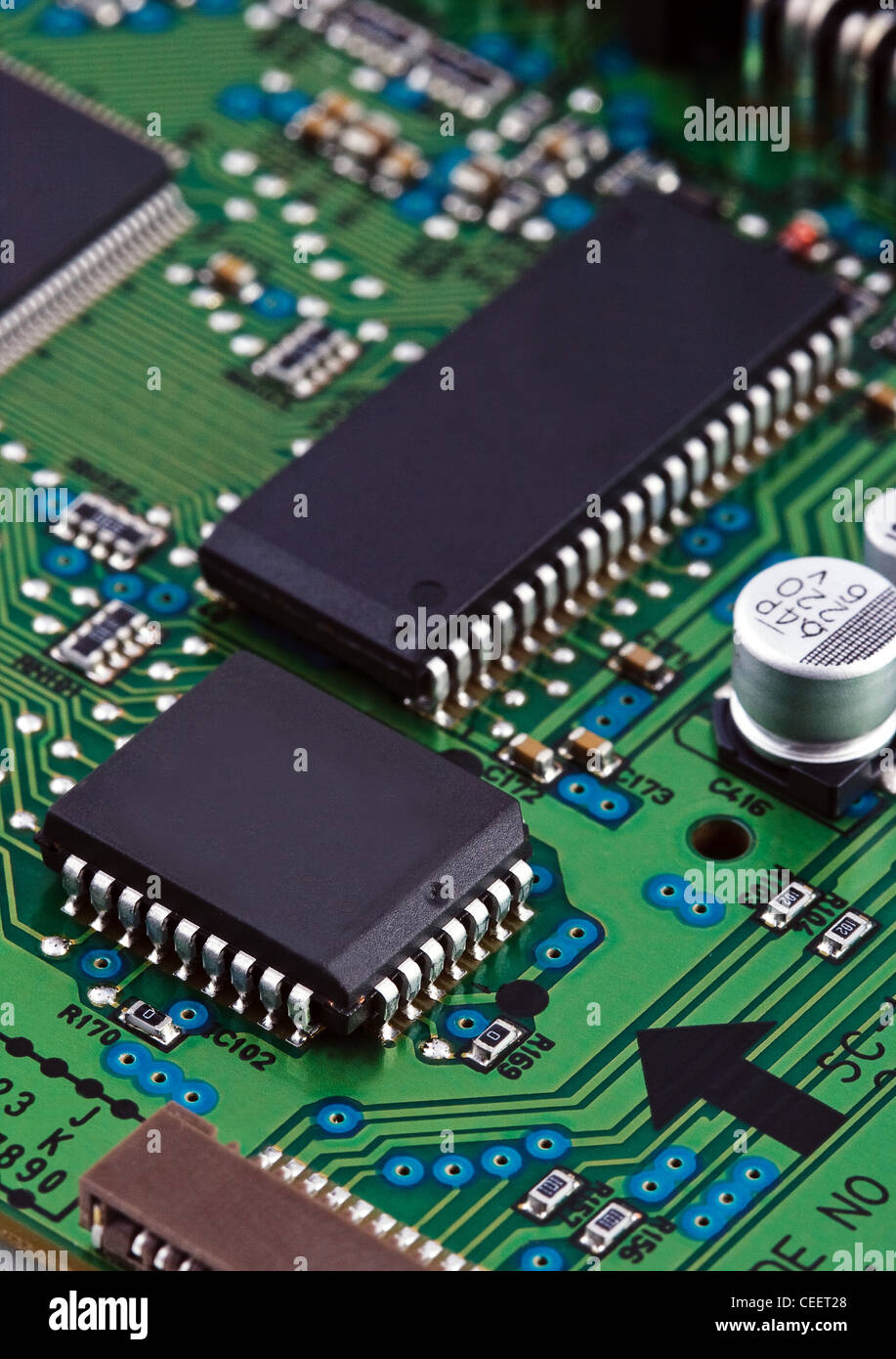 Microchips on circuit board Stock Photo - Alamy